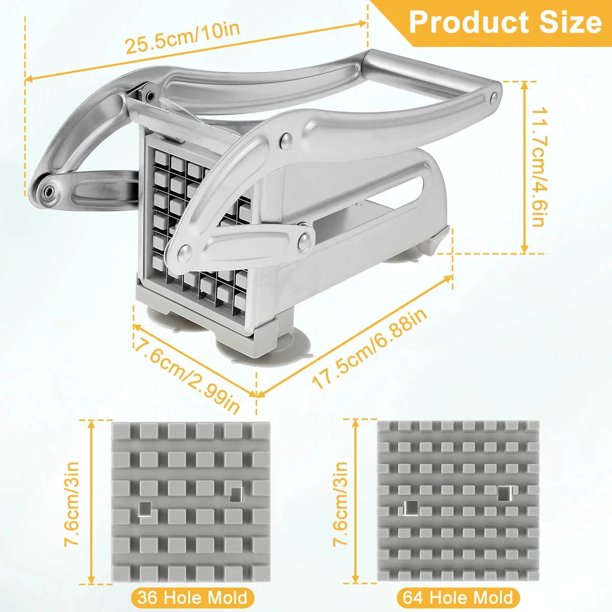 SliceMate™ Stainless Steel Manual Potato Cutter | French Fries Slicer & Chopper Tool