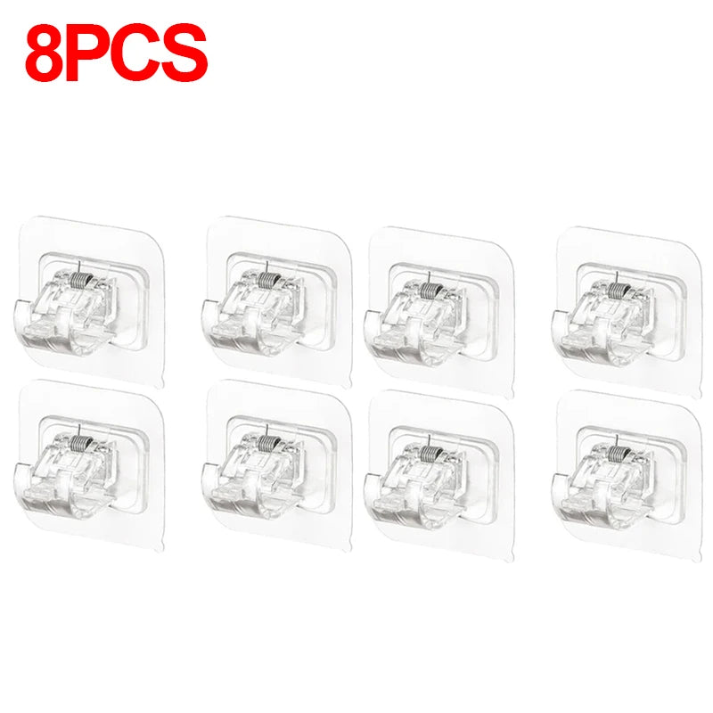 StickHold™ Adjustable Curtain Rod Clips | 2–8PCS Self-Adhesive | No-Drill Wall Hooks for Shower & Curtain Rods