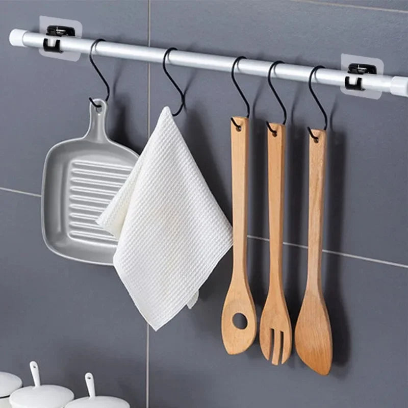 StickHold™ Adjustable Curtain Rod Clips | 2–8PCS Self-Adhesive | No-Drill Wall Hooks for Shower & Curtain Rods