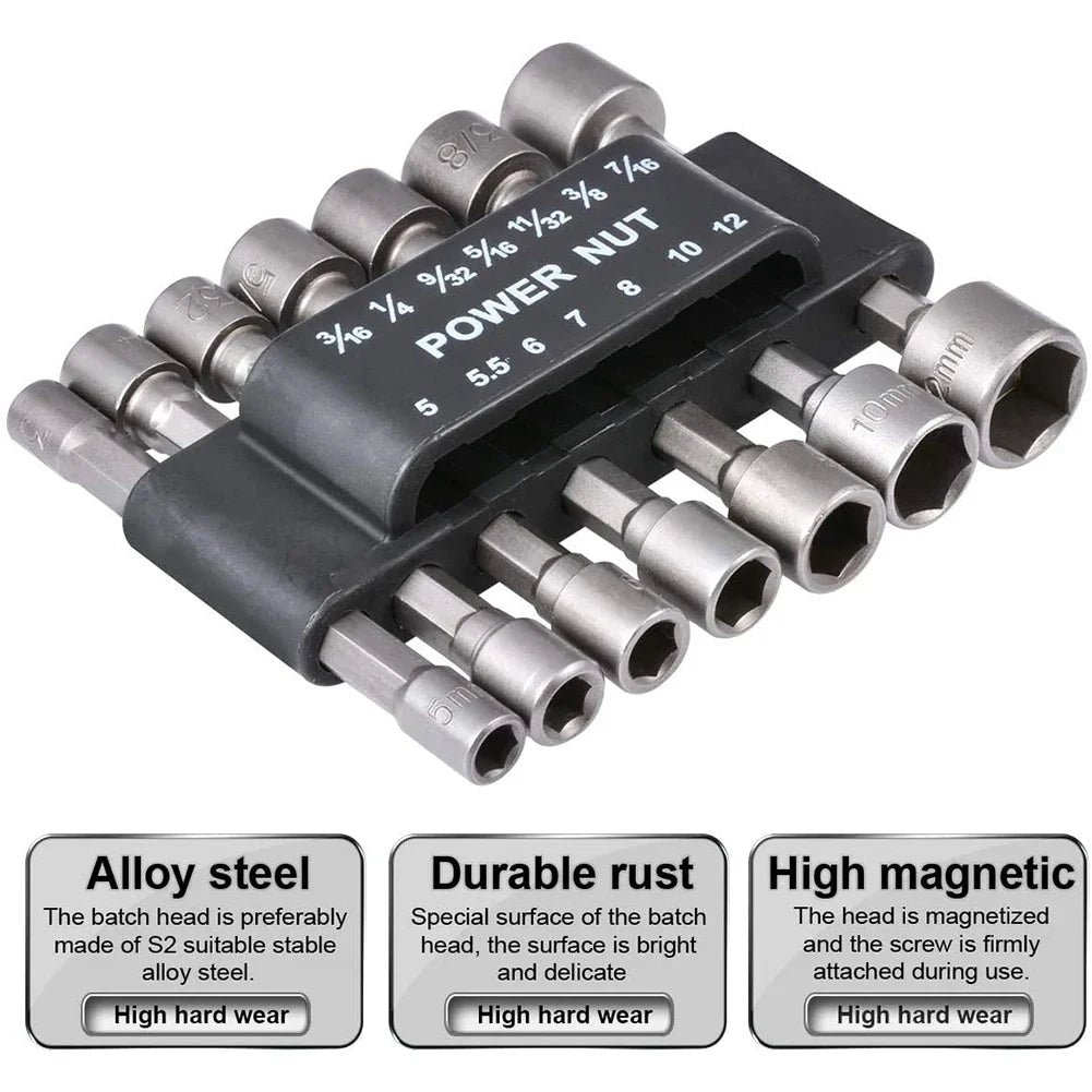 HexoGrip™ 9/14-Piece Power Nut Driver Socket Set (5mm–13mm)