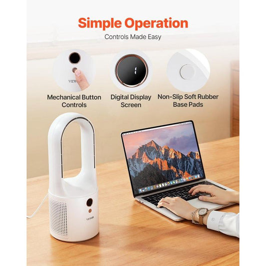 Aerio™ Bladeless Desk Fan | 12.99" Portable 6-Speed Silent Cooling Fan for Office & Bedroom
