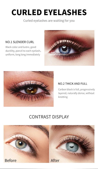 QIC® 4D Double Effect Waterproof Mascara | 2-in-1 Brush for Long, Curled & Voluminous Lashes