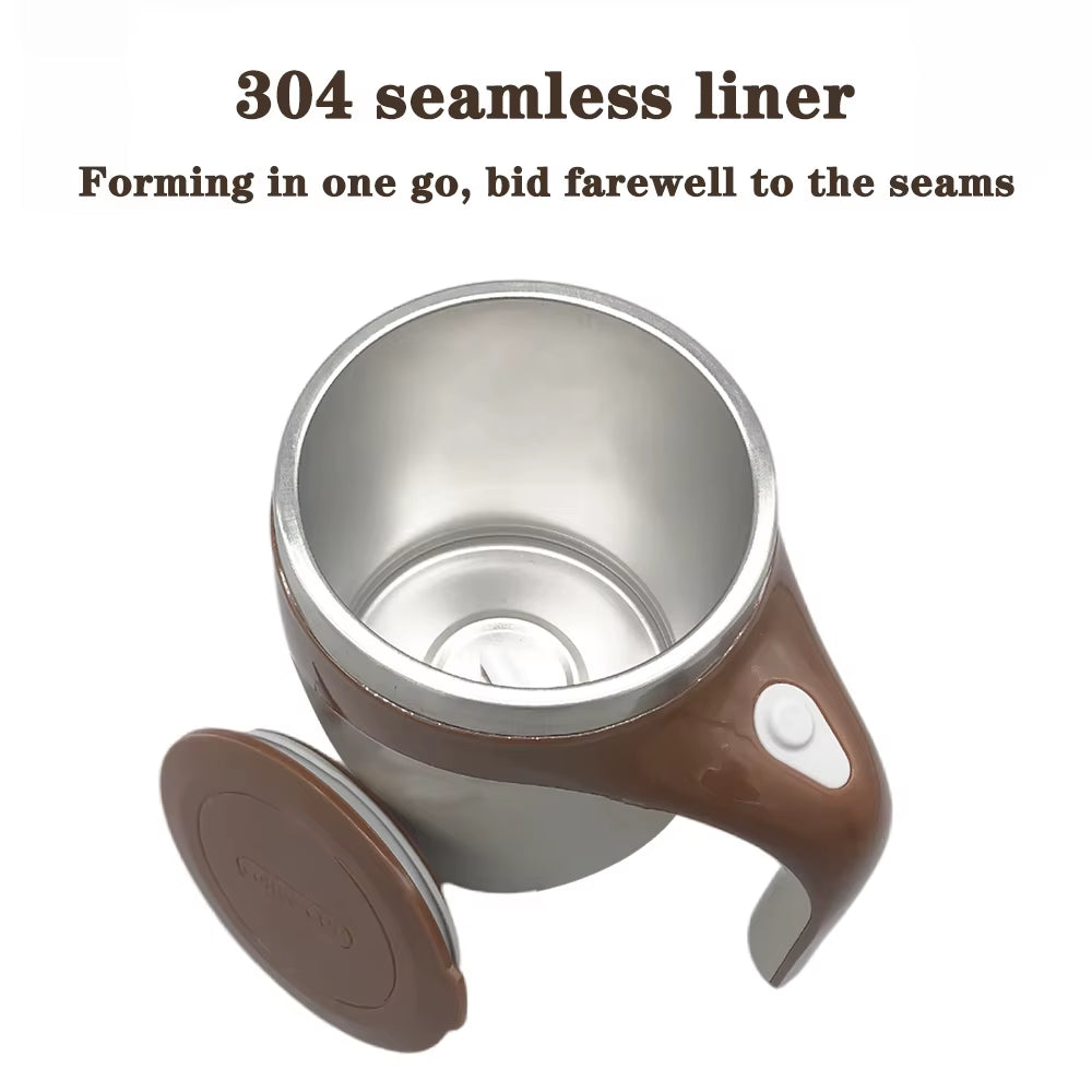 StirMate™ Lazy Auto-Stirring Coffee Mug | Magnetic Rotating Electric Cup with 304 Stainless Steel Interior