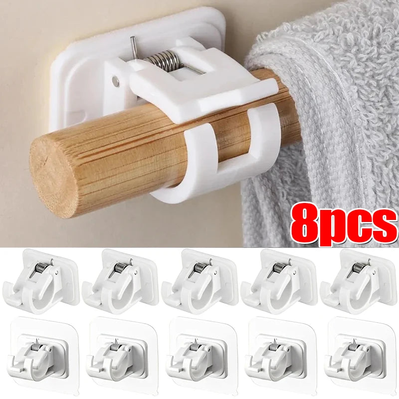 StickHold™ Adjustable Curtain Rod Clips | 2–8PCS Self-Adhesive | No-Drill Wall Hooks for Shower & Curtain Rods