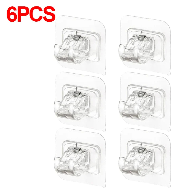 StickHold™ Adjustable Curtain Rod Clips | 2–8PCS Self-Adhesive | No-Drill Wall Hooks for Shower & Curtain Rods