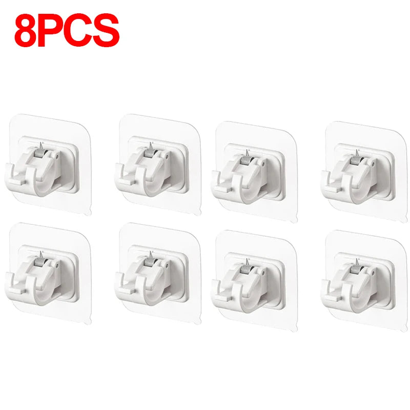 StickHold™ Adjustable Curtain Rod Clips | 2–8PCS Self-Adhesive | No-Drill Wall Hooks for Shower & Curtain Rods
