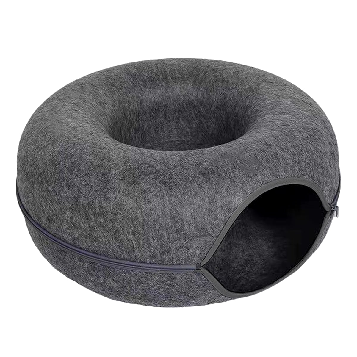 MeowMaze™ 2-in-1 Felt Donut Cat Bed with Tunnel | Cozy Hideout & Interactive Playhouse for Cats and Small Dogs