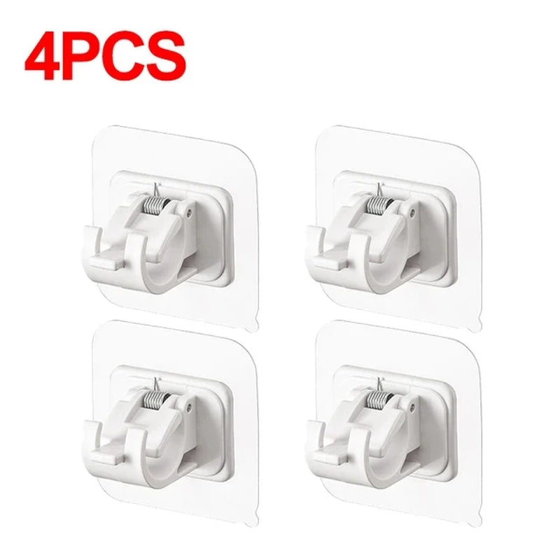 StickHold™ Adjustable Curtain Rod Clips | 2–8PCS Self-Adhesive | No-Drill Wall Hooks for Shower & Curtain Rods