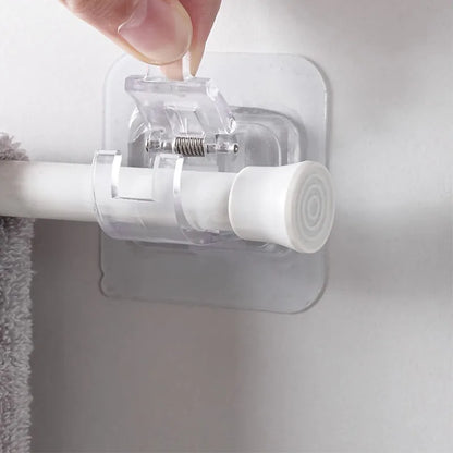 StickHold™ Adjustable Curtain Rod Clips | 2–8PCS Self-Adhesive | No-Drill Wall Hooks for Shower & Curtain Rods