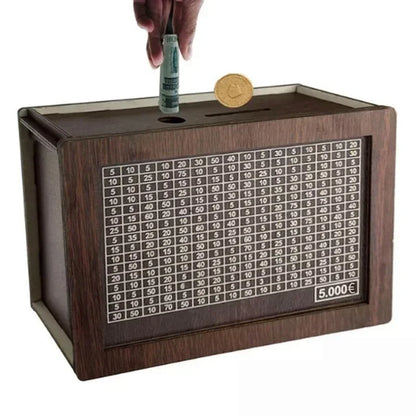 EuroVault™ Wooden Money Saving Bank | 1000/2000/3000/5000/10000 Euro Challenge Cash Storage Box, Secure Piggy Bank for Adults, Teens & Gift Giving