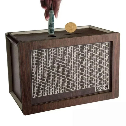EuroVault™ Wooden Money Saving Bank | 1000/2000/3000/5000/10000 Euro Challenge Cash Storage Box, Secure Piggy Bank for Adults, Teens & Gift Giving