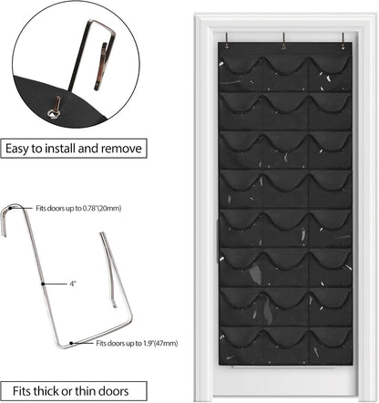 Hat Organizer Racks for Baseball Caps, Visible Hat Holder Rack for Wall Door with 3 Hooks, 24 Deep Pockets