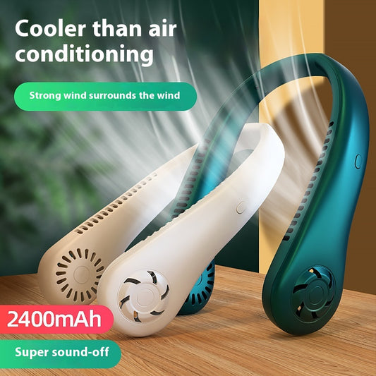 BreezeLoop™ Portable Mini Neck Fan | Rechargeable, Silent & Large-Capacity Cooling for On-the-Go Comfort