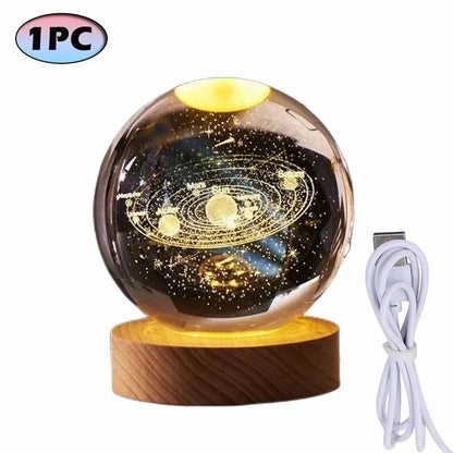 GalaxiGlow™ 3D Crystal Planet Ball Light | Saturn, Sun & Space Spheres for Bedroom & Home Decor