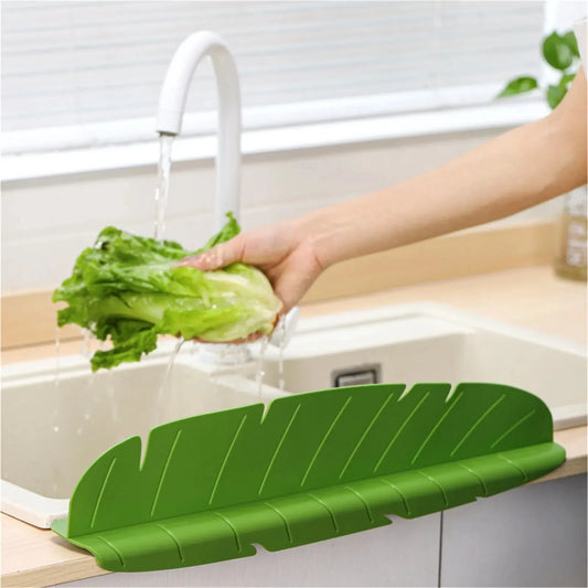 SinkShield™ Soft Banana Leaf Sink Water Guard | Splash-Blocking Sink Flap with Suction Cups, Oil-Proof & Heat-Resistant