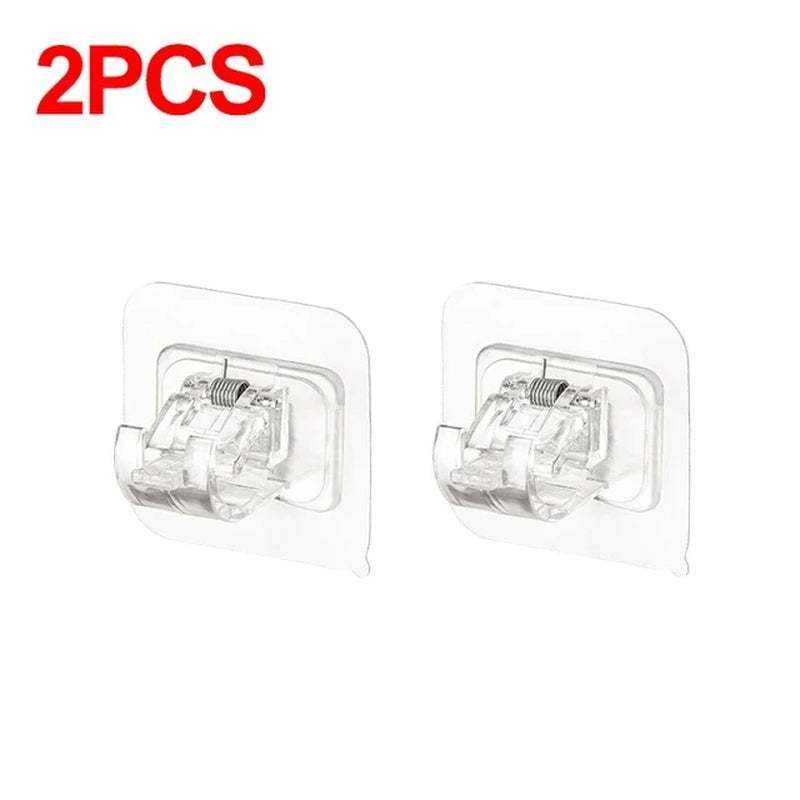 StickHold™ Adjustable Curtain Rod Clips | 2–8PCS Self-Adhesive | No-Drill Wall Hooks for Shower & Curtain Rods