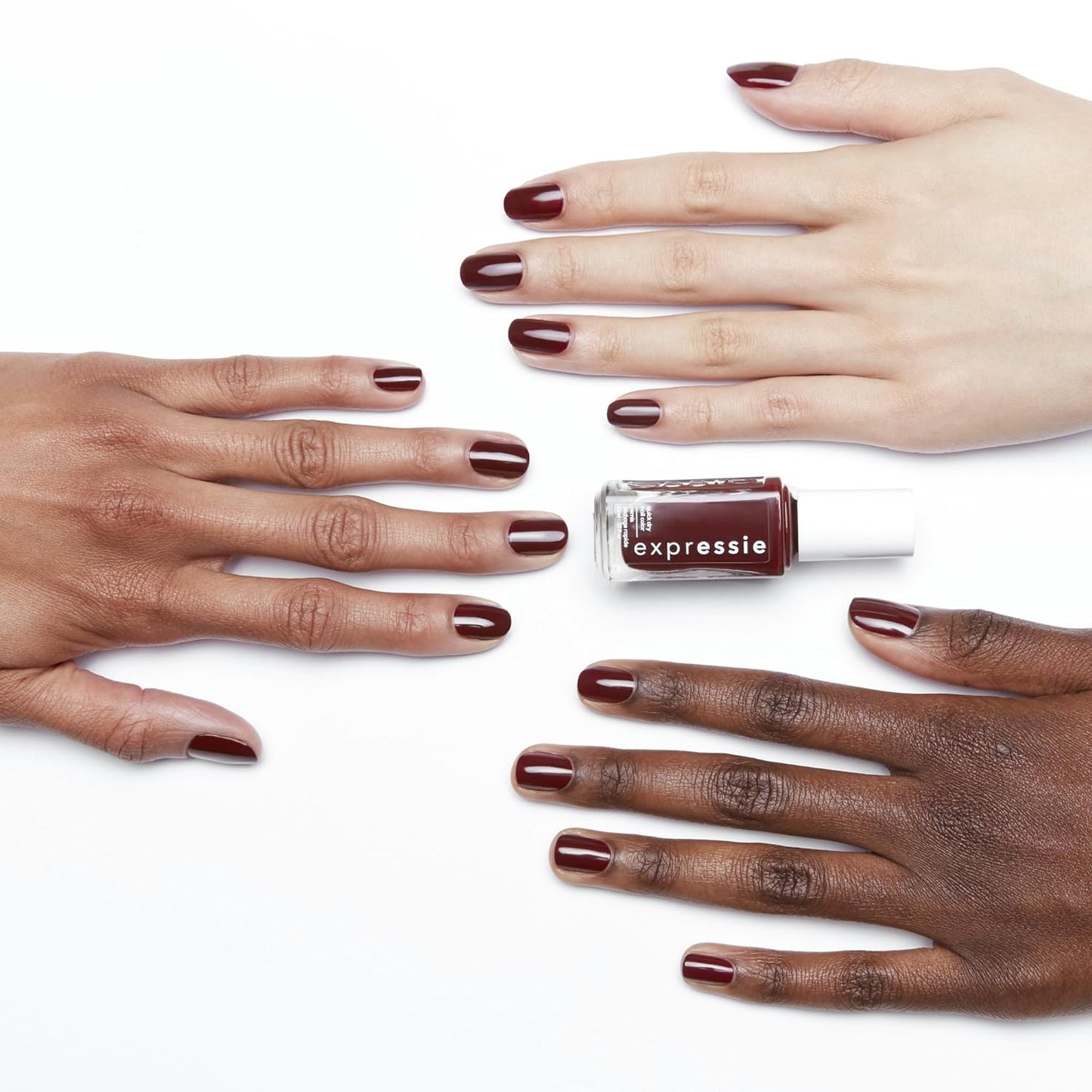  Quick-Dry Nail Polish, 8-Free Vegan, Deep Burgundy, Not so Low-Key, 0.33 Fl Oz
