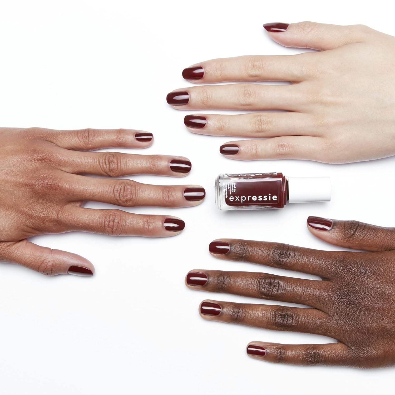  Quick-Dry Nail Polish, 8-Free Vegan, Deep Burgundy, Not so Low-Key, 0.33 Fl Oz