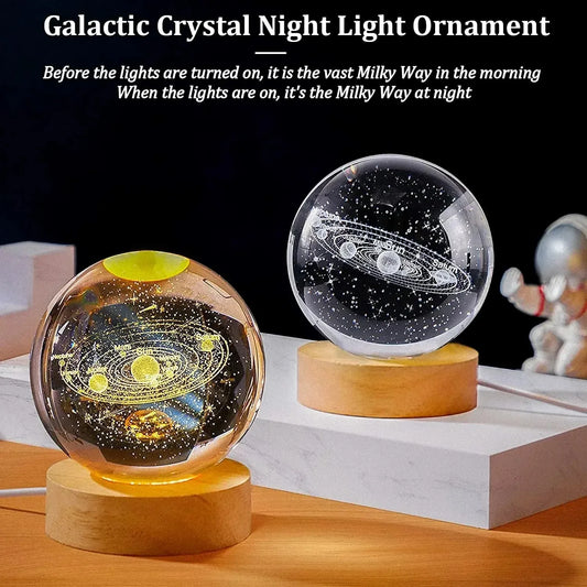 GalaxiGlow™ 3D Crystal Planet Ball Light | Saturn, Sun & Space Spheres for Bedroom & Home Decor