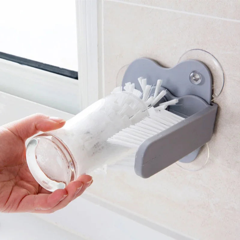 TwistClean™ Rotating Cup & Glass Scrubber | Suction Cup Base Plastic Bottle Cleaning Brush
