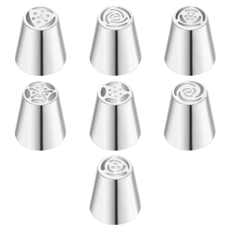 DecorWhip™ Russian Piping Tip Set | Stainless Steel Cake Decorating Nozzles with Pastry Bags for Icing & Baking