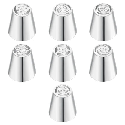 DecorWhip™ Russian Piping Tip Set | Stainless Steel Cake Decorating Nozzles with Pastry Bags for Icing & Baking
