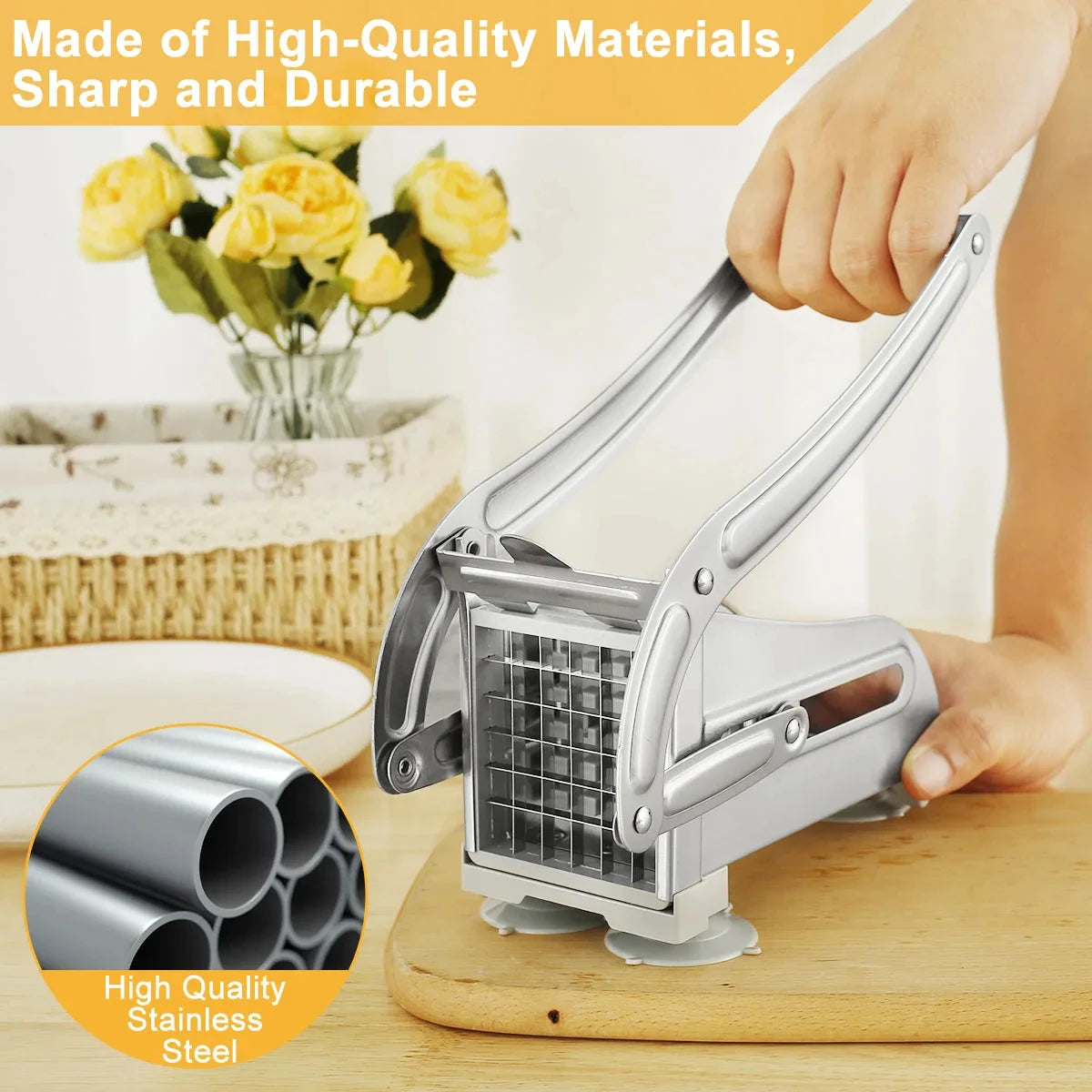 SliceMate™ Stainless Steel Manual Potato Cutter | French Fries Slicer & Chopper Tool