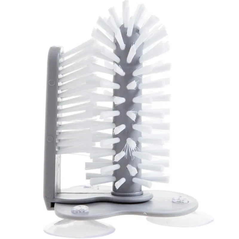 TwistClean™ Rotating Cup & Glass Scrubber | Suction Cup Base Plastic Bottle Cleaning Brush
