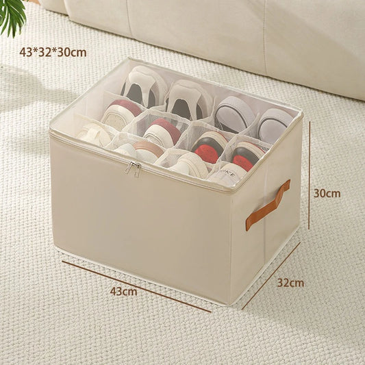 ShoeSavvy™ Foldable Storage Box with Lid | Dustproof Organizer for Shoes, Clothes & Accessories