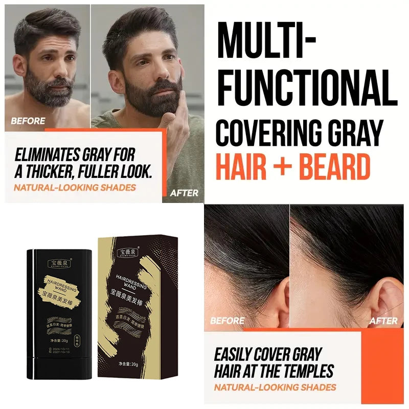 ColorSwipe™ Temporary Hair & Beard Color Stick | Long-Lasting, Easy Root Touch-Up & Gray Coverage Pen