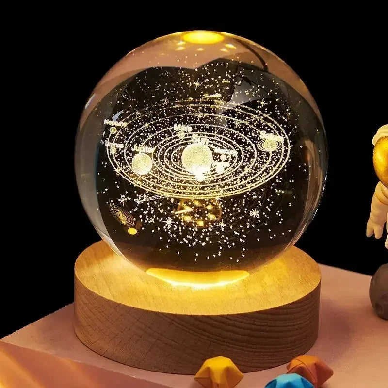 GalaxiGlow™ 3D Crystal Planet Ball Light | Saturn, Sun & Space Spheres for Bedroom & Home Decor