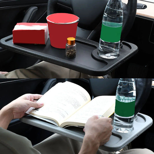 DriveDesk™ Portable Steering Wheel Tray | Car Laptop Stand & Dining Table Mount for Work, Coffee, Snacks & Travel Convenience