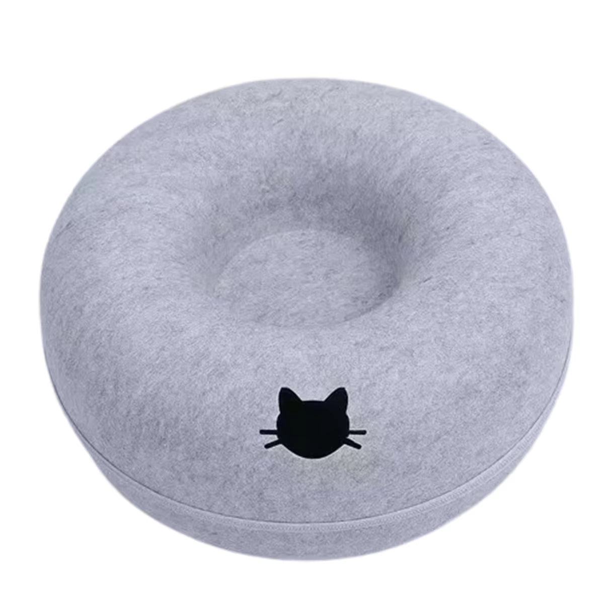 MeowMaze™ 2-in-1 Felt Donut Cat Bed with Tunnel | Cozy Hideout & Interactive Playhouse for Cats and Small Dogs