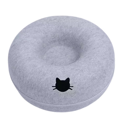 MeowMaze™ 2-in-1 Felt Donut Cat Bed with Tunnel | Cozy Hideout & Interactive Playhouse for Cats and Small Dogs