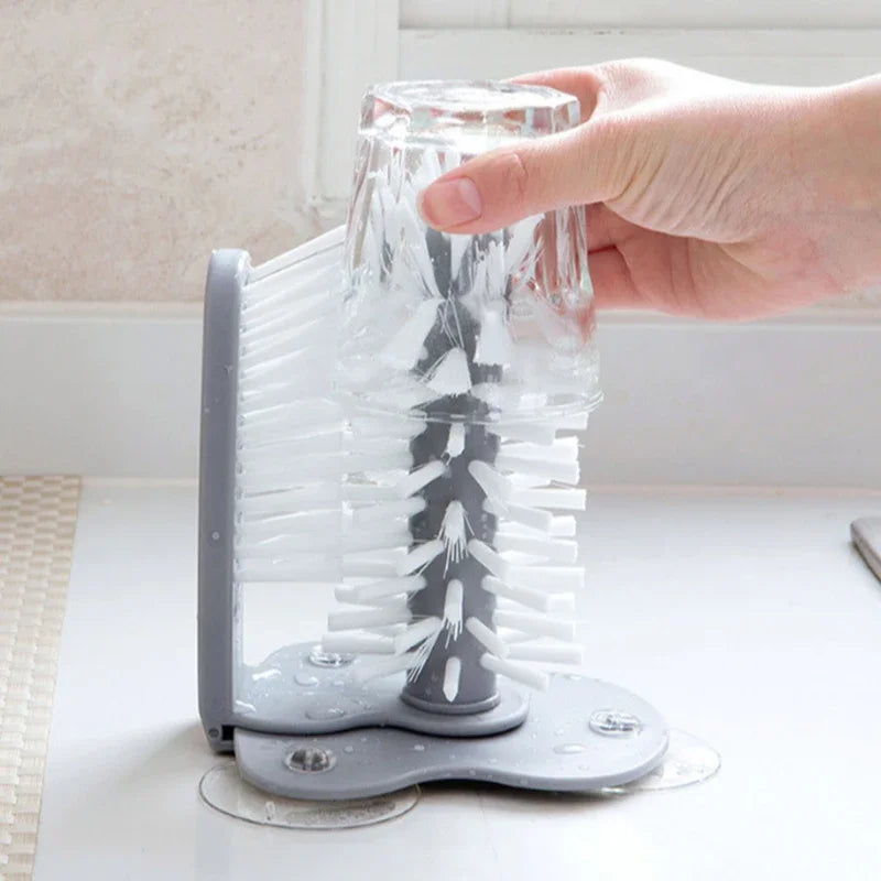 TwistClean™ Rotating Cup & Glass Scrubber | Suction Cup Base Plastic Bottle Cleaning Brush