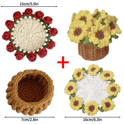 CozyPetal™ Mini Rose Crochet Coaster | Handmade Flower Placemat for Cups & Tea, Elegant Doily Pad for Home Decor, Perfect Mother’s Day or Birthday Gift