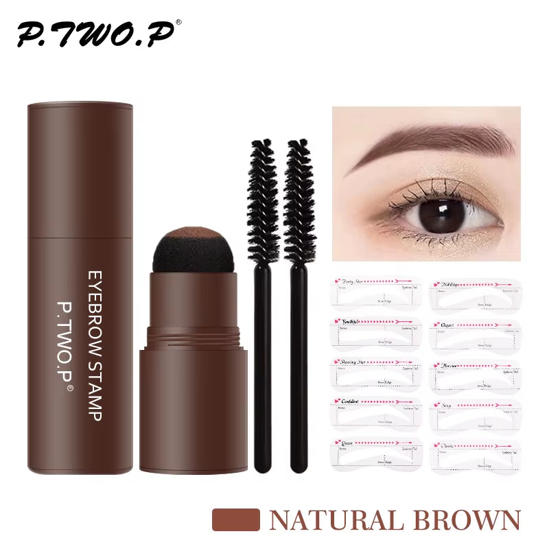 PTWOP® One-Step Eyebrow Stamp Kit | Waterproof Brow Shaping with Stencils & Brush