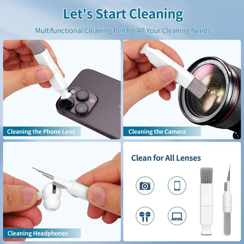 Cleanzor™ 12-in-1 Keyboard & Electronics Cleaning Kit | Multi-Tool Brush Set with Screen Wipe, Pen Cleaner, and Scrubbers for Laptop, MacBook, iPhone, Earbuds, Camera & More
