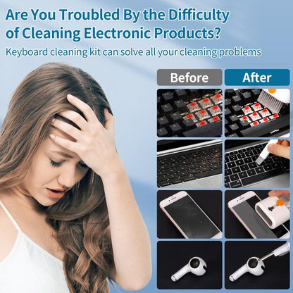 Cleanzor™ 12-in-1 Keyboard & Electronics Cleaning Kit | Multi-Tool Brush Set with Screen Wipe, Pen Cleaner, and Scrubbers for Laptop, MacBook, iPhone, Earbuds, Camera & More