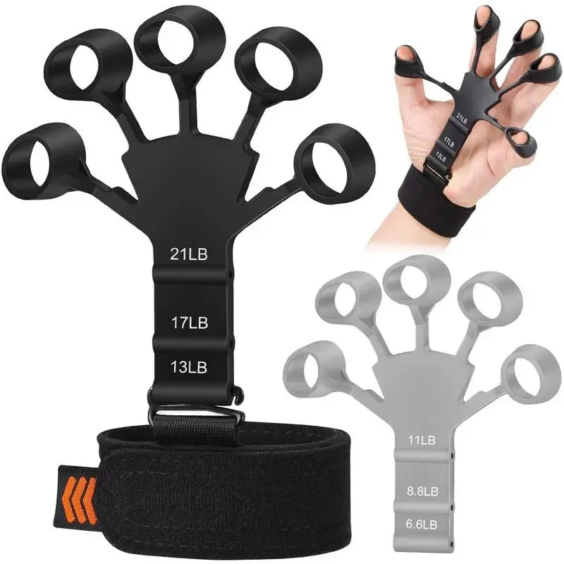 Gripterra™ Adjustable Finger Exerciser | 6-Level Resistance Hand Strengthener for Guitarists, Therapy, Recovery, Sports & Daily Finger Training