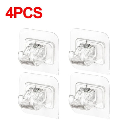 StickHold™ Adjustable Curtain Rod Clips | 2–8PCS Self-Adhesive | No-Drill Wall Hooks for Shower & Curtain Rods