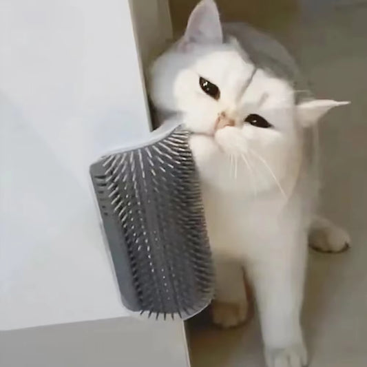 PurrEase™ Cat Self-Groomer Massage Brush | Soft Wall-Mounted Comb with Catnip for Face Scratching, Self Cleaning & Play